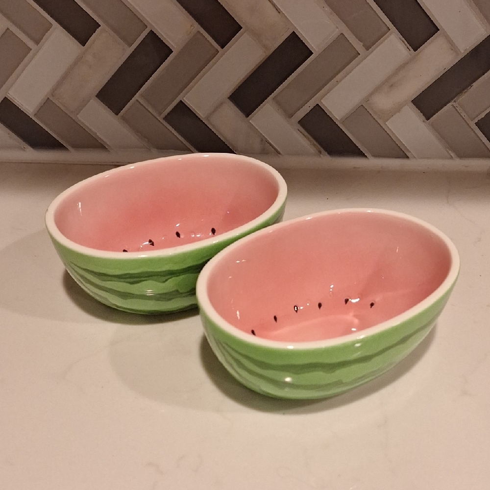 Vintage Watermelon-Themed Ceramic Bowls